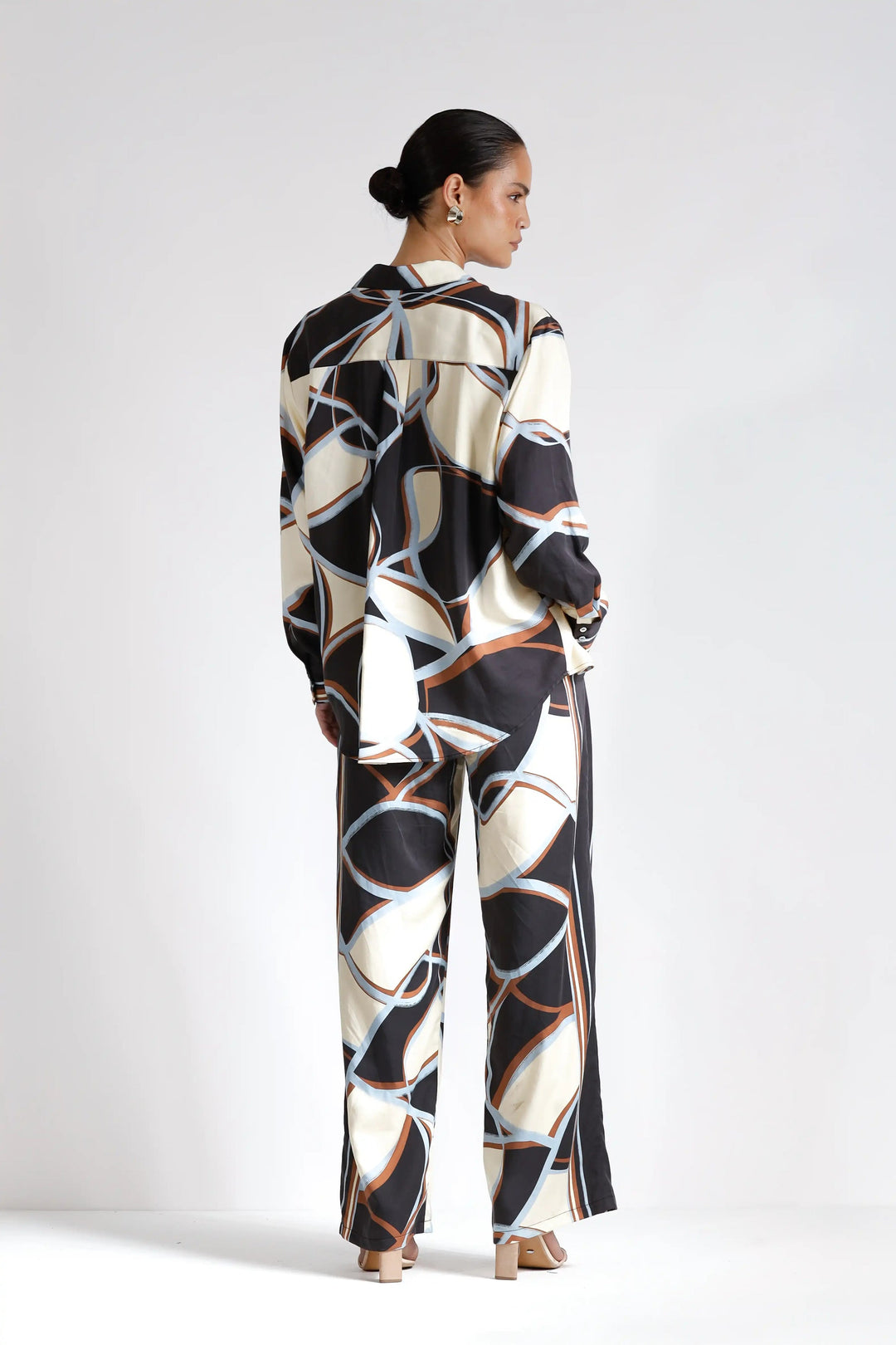 Unique Abstract Pattern Print Wide-leg Pants
