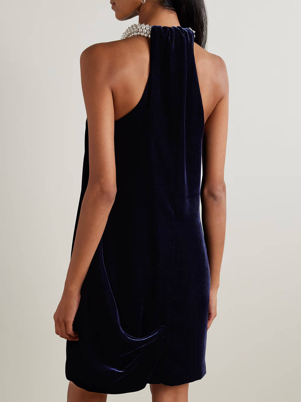 Elegant Off-the-Shoulder Draped Halter Neck Mini Dress