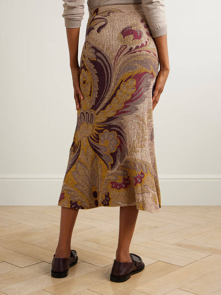 Fashion Paisley Print Gradient Knit Cardigan