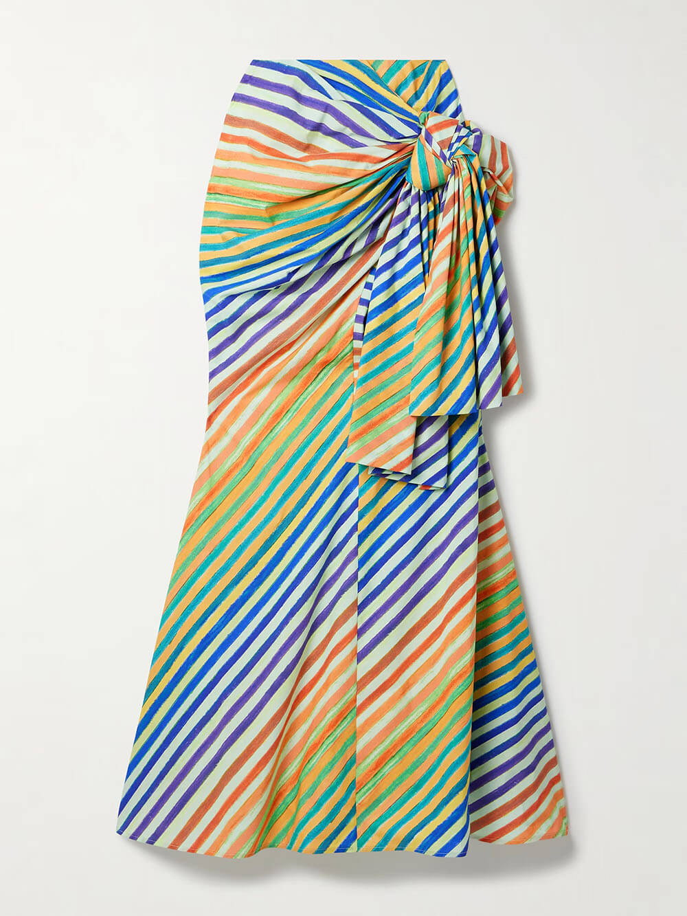 Unique Striped Print Crayon Knot A-Line Maxi Skirt