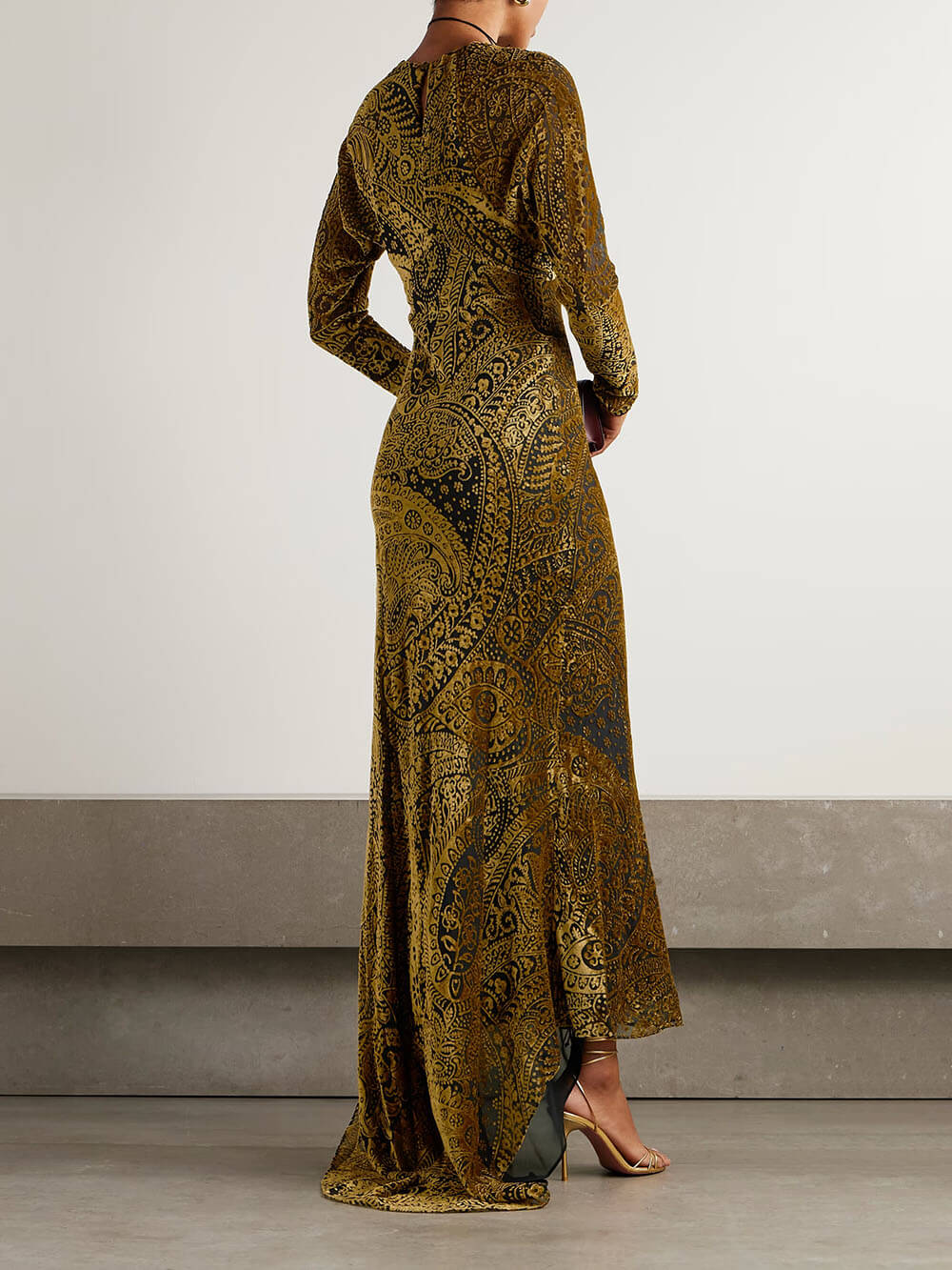 Fashionable Printed Asymmetrical Fitted Maxi Dress