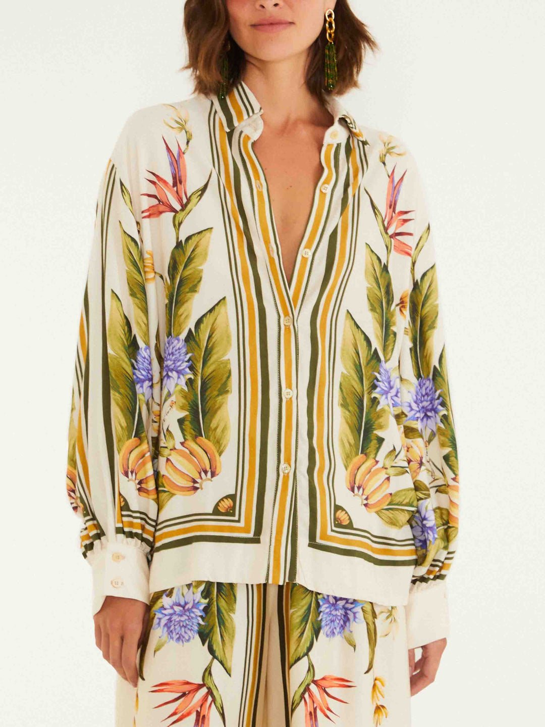 Exquisite Satin Floral Print Shirt