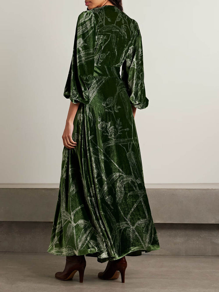 Elegant Printed Slit Maxi Dress