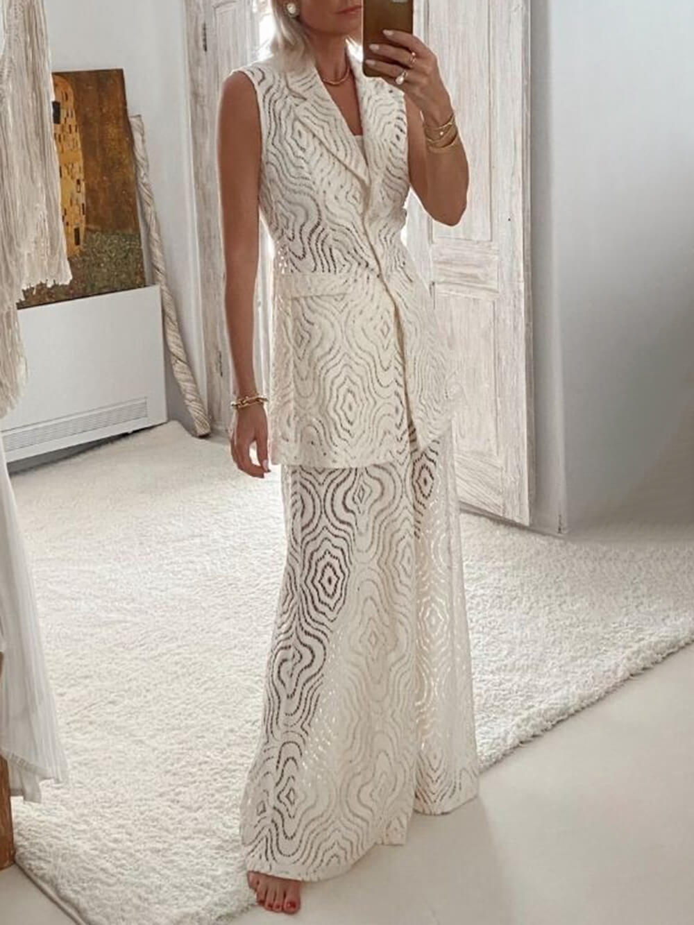 Boho Grace Crochet Lace Flare Pants