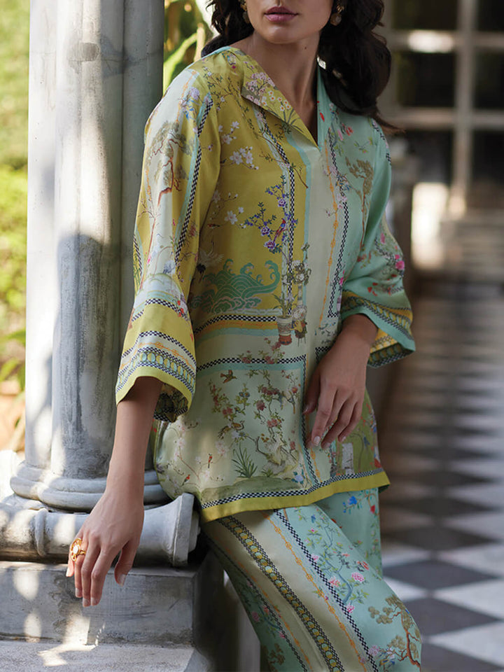 Casual Unique Digital Print Trumpet Sleeves Print Oversized Shirts