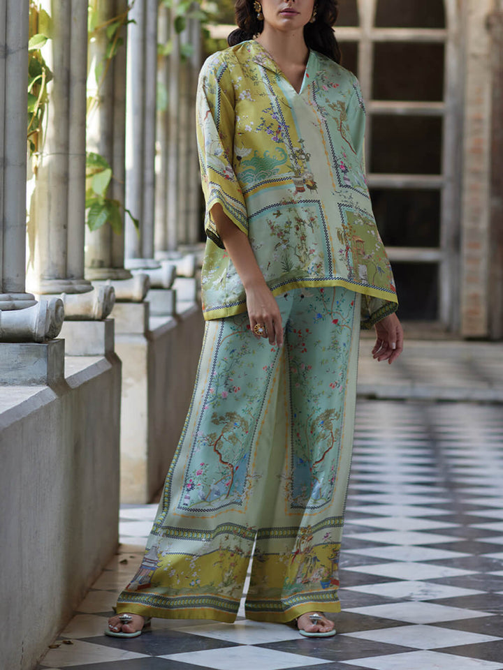 Casual Unique Digital Print Trumpet Sleeves Print Oversized Shirts