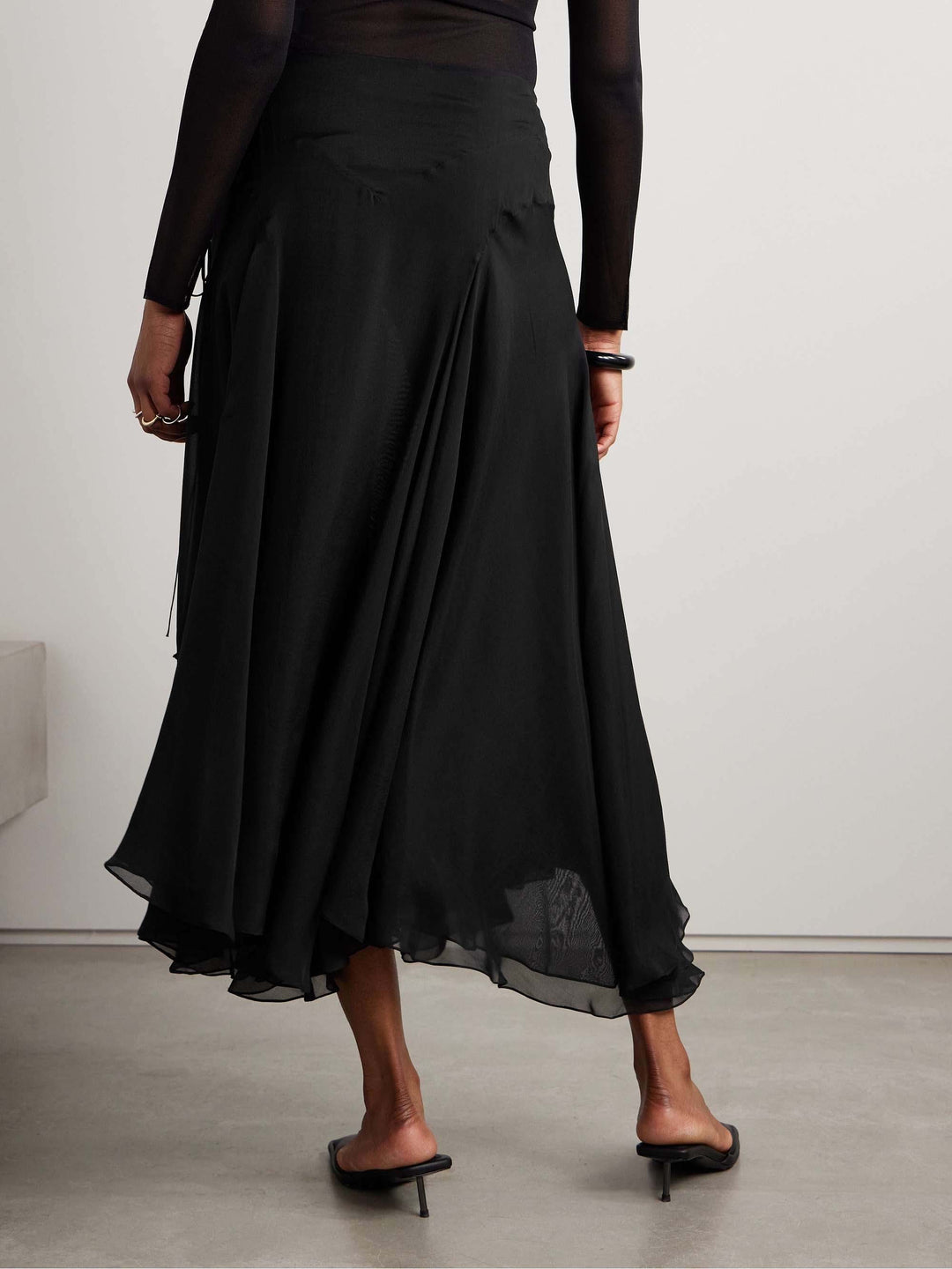 Exquisite Asymmetrical Pleated Chiffon Maxi Skirt