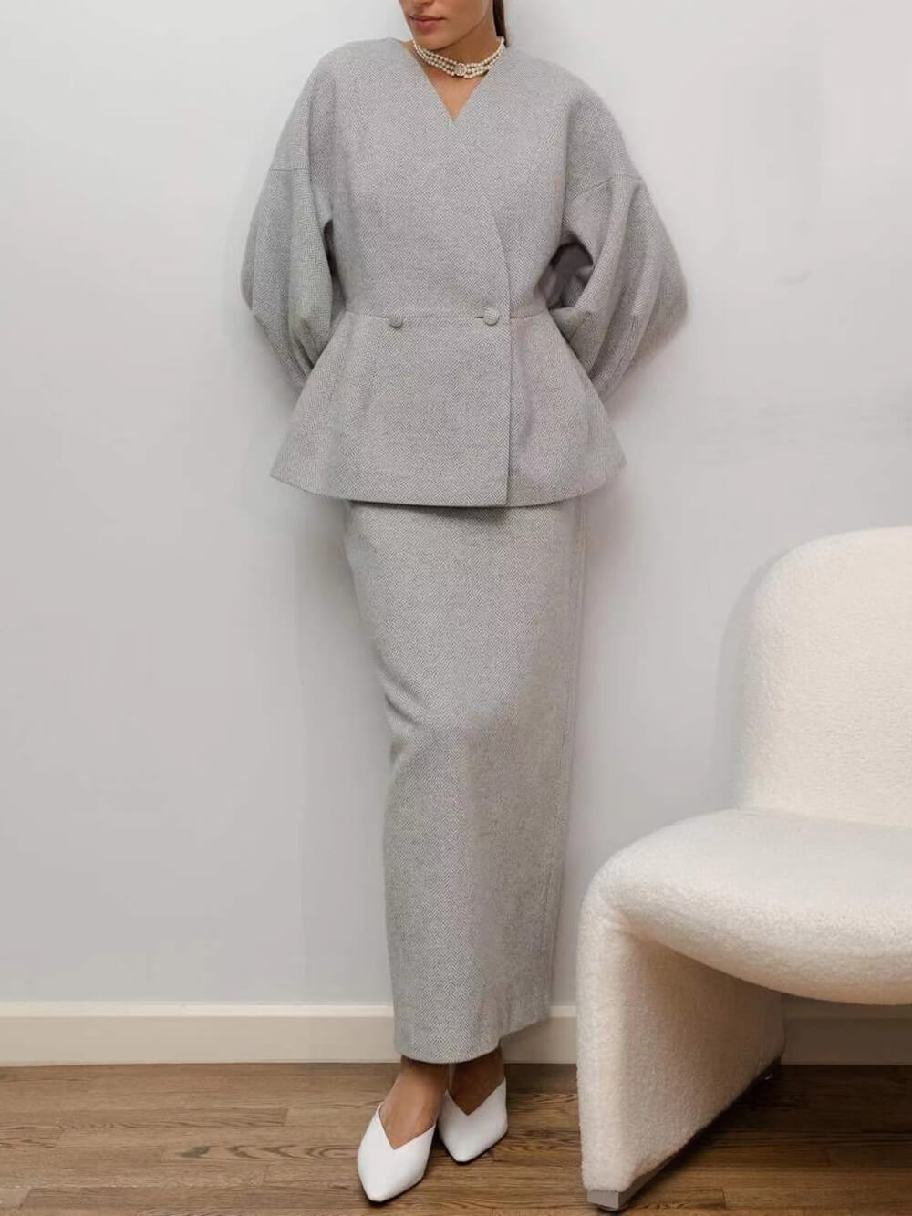 Chic Elegant Solid Fitted Maxi Skirt