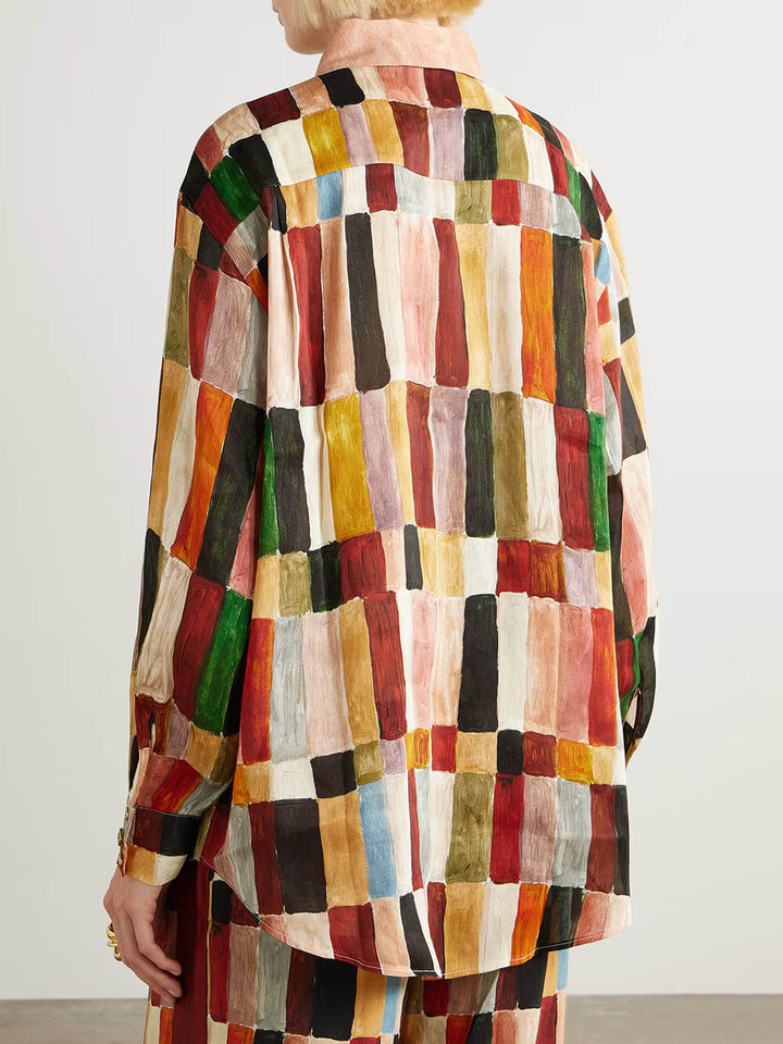 Retro Floral Print Loose Linen Elastic Waist Wide-Leg Pants