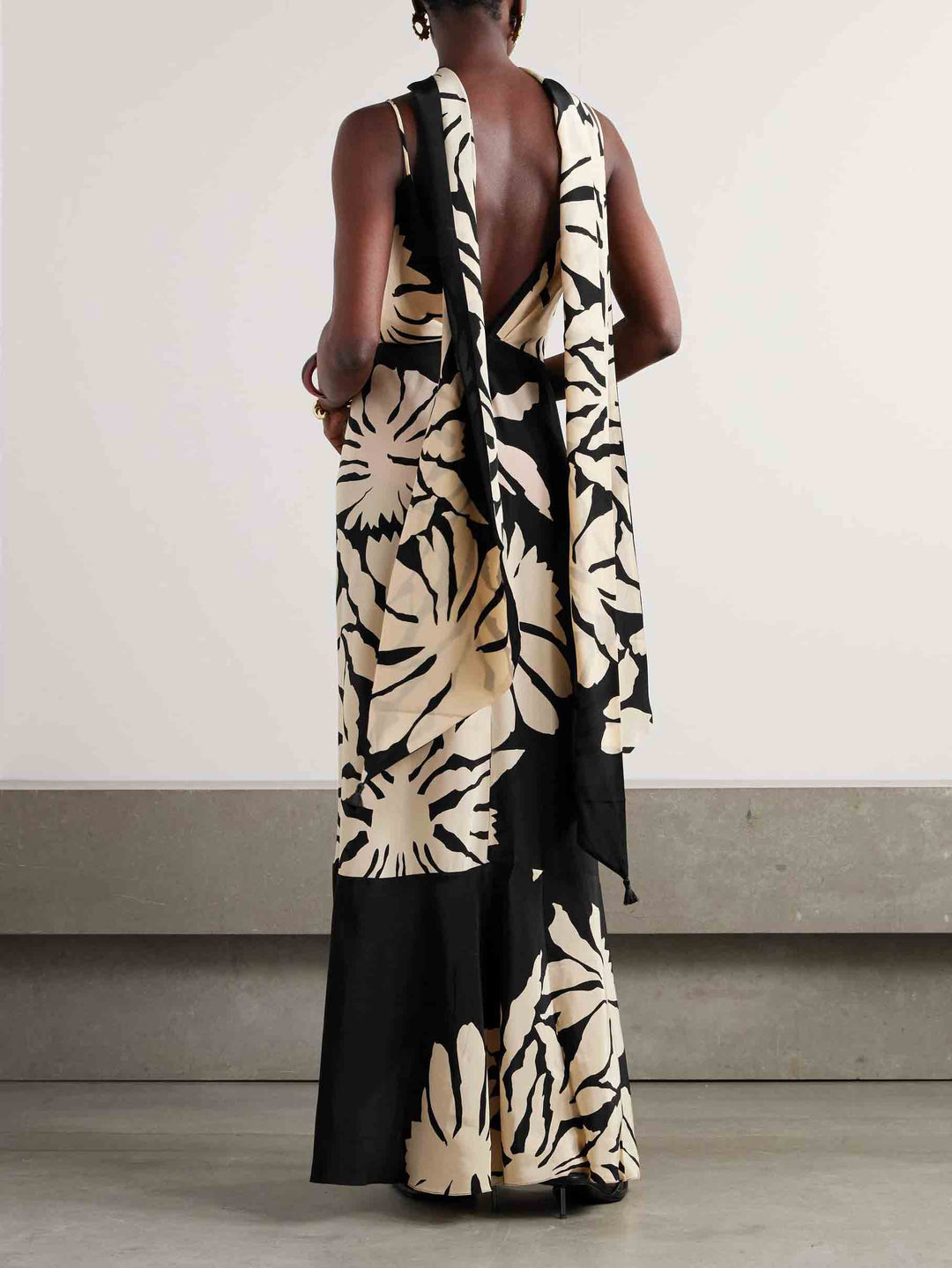 Relaxed Wrap Pleated Floral-Print Maxi Dress