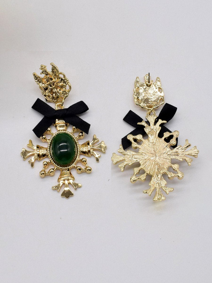 Boucles d'oreilles baroques vintage en forme de croix et d'arc