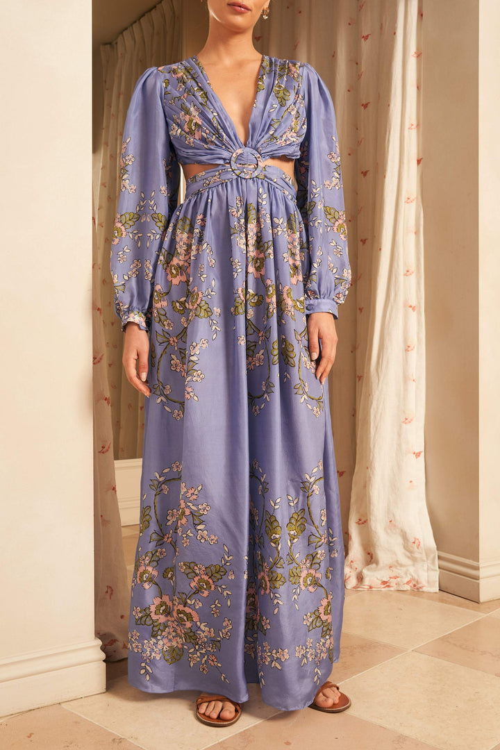 Robe longue creuse à imprimé floral exquis