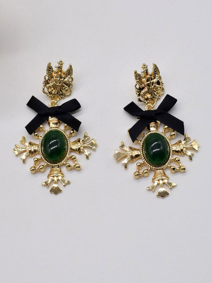 Boucles d'oreilles baroques vintage en forme de croix et d'arc