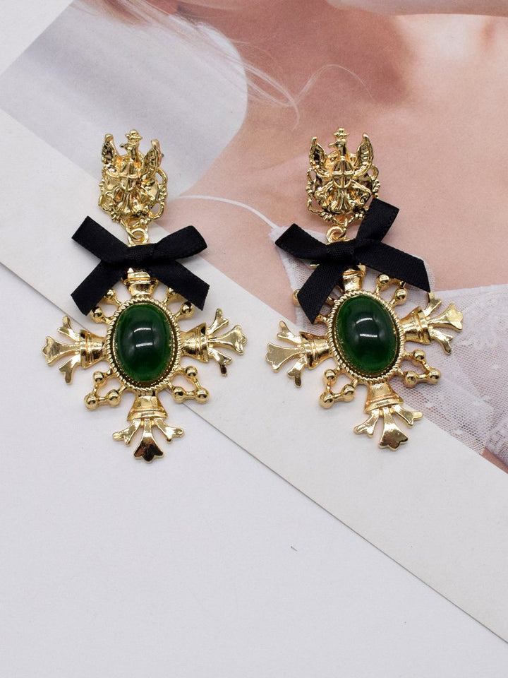 Boucles d'oreilles baroques vintage en forme de croix et d'arc