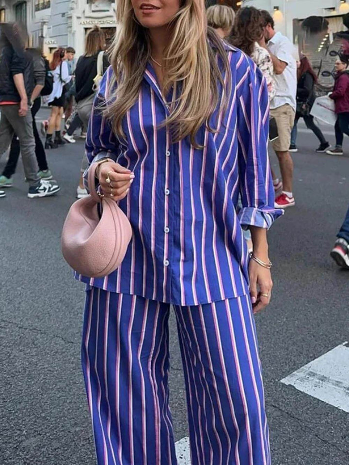 Chemise boutonnée décontractée à rayures