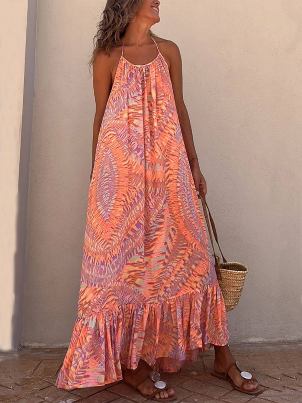 Golden Times Etnisk Print A-line Vacation Maxi Dress