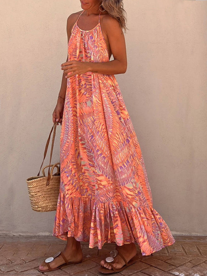 Golden Times Etnisk Print A-line Vacation Maxi Dress