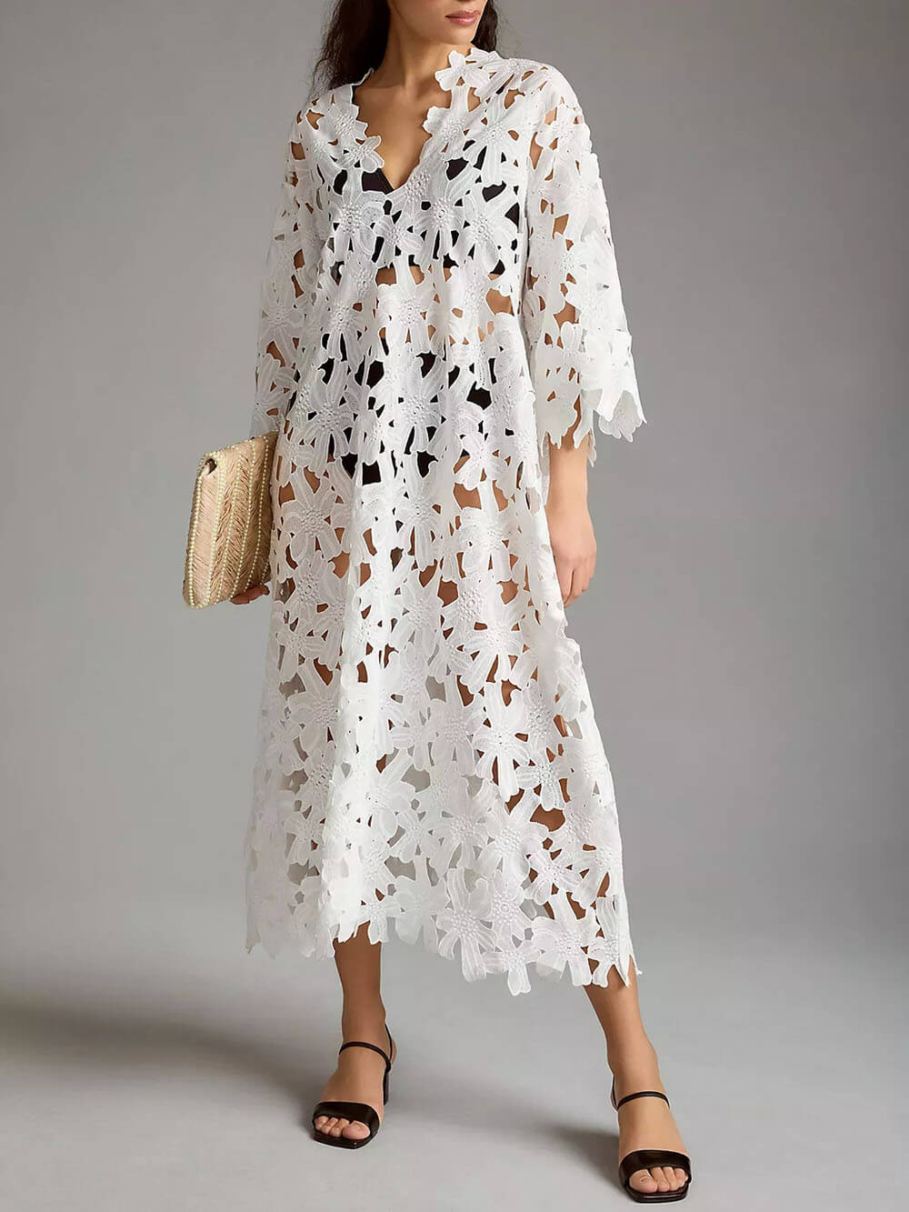 Lace Cover Up Beach Midi-kjole