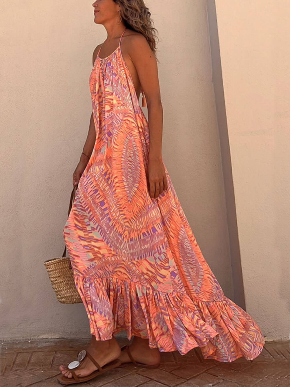 Golden Times Ethnic Print A-linjainen Vacation Maxi -mekko