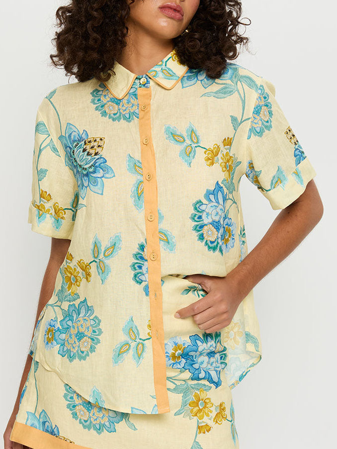 Exquisite Casual Floral Print Short-sleeved Loose Shirt