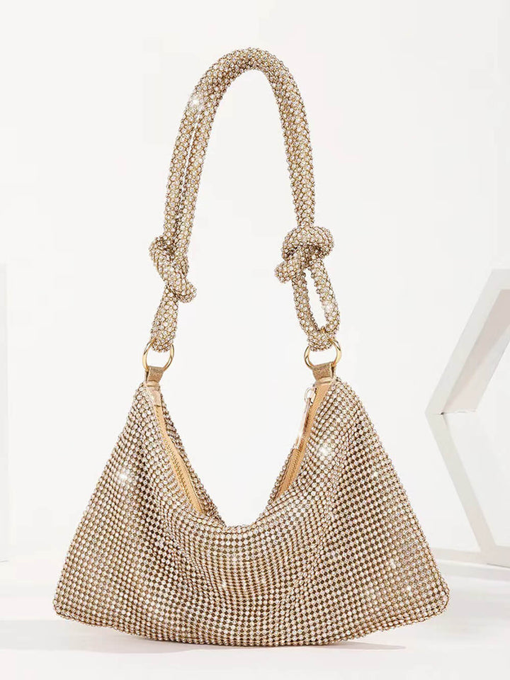 Borsa sottobraccio quadrata con strass