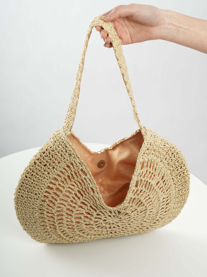 Handmade Straw Circular Hollow Holiday Leisure Shoulder Bag