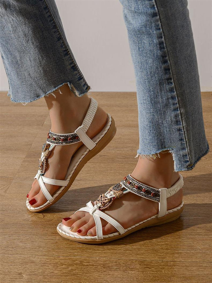 Bohemian Flat Floral Beach Sandals