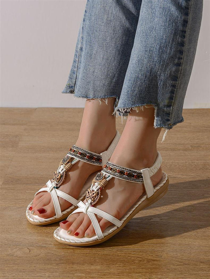 Bohemian Flat Floral Beach Sandals