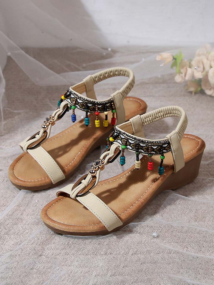 Bohemian Rhinestone Platform Wedge Shoes