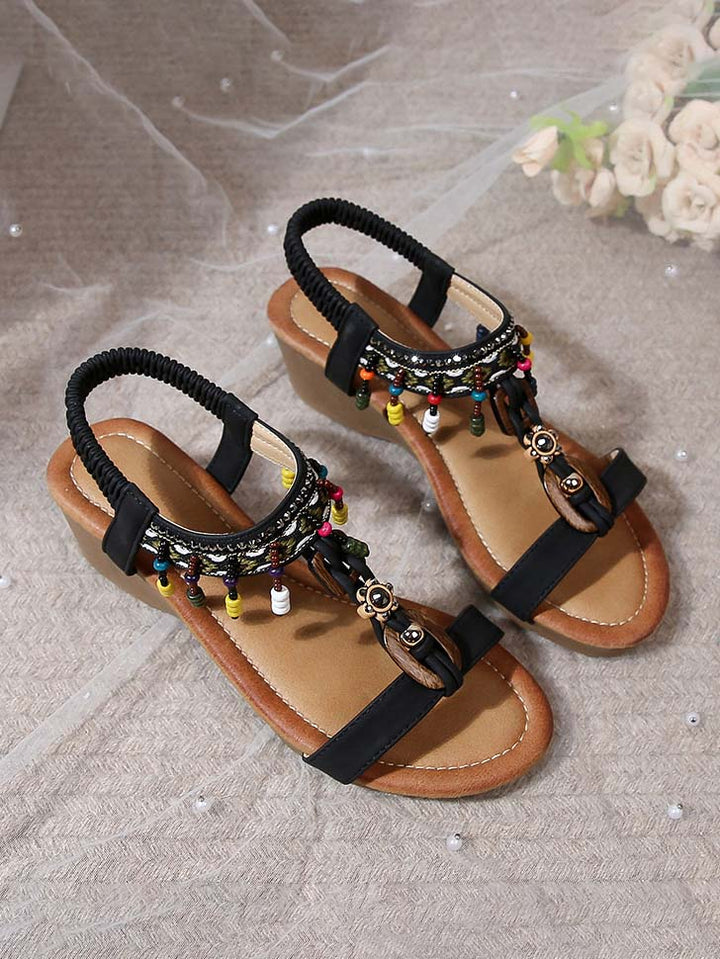 Bohemian Rhinestone Platform Wedge Shoes