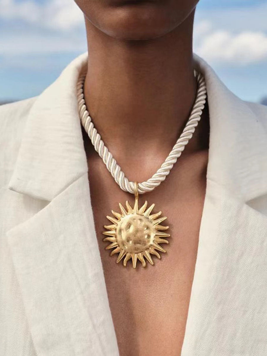 Sunflower Pendant Beach Necklace