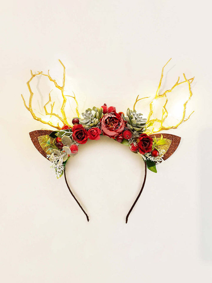 Diadema de reno navideño con asta de reno