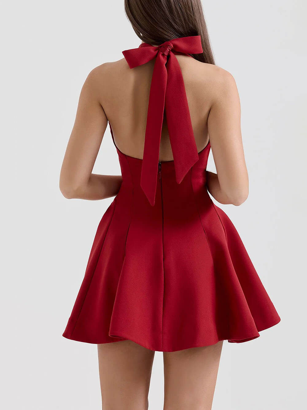 Elegant Halterneck Bow Mini Dress