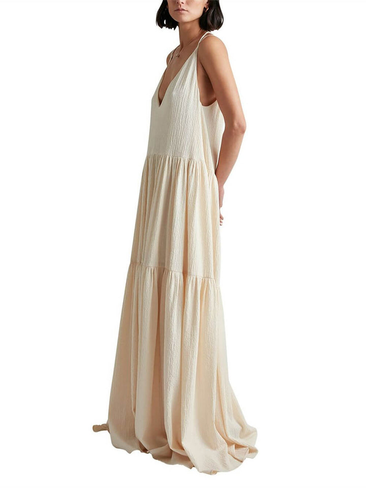 Elegant Resort Deep V-hals Strappy Maxi Dress