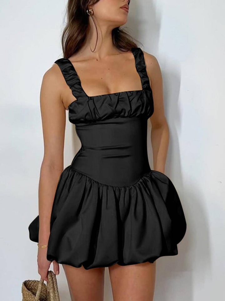 Vestido Mini Elegante Plissado com Bufante