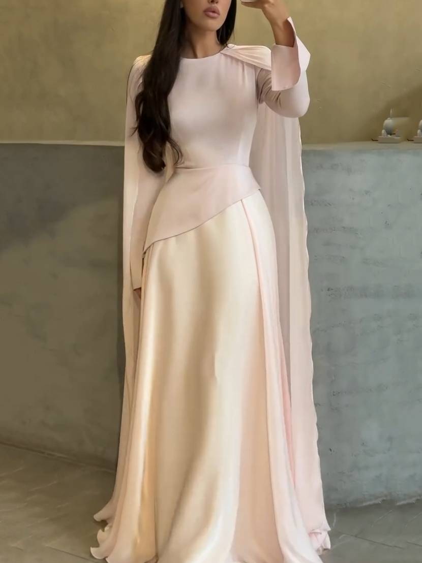 Elegant Cape Design Maxi Dress