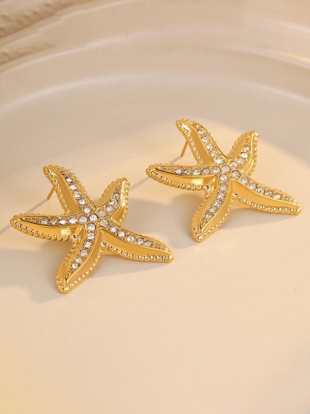 All-match Starfish Micro-inlaid Zircon Earrings