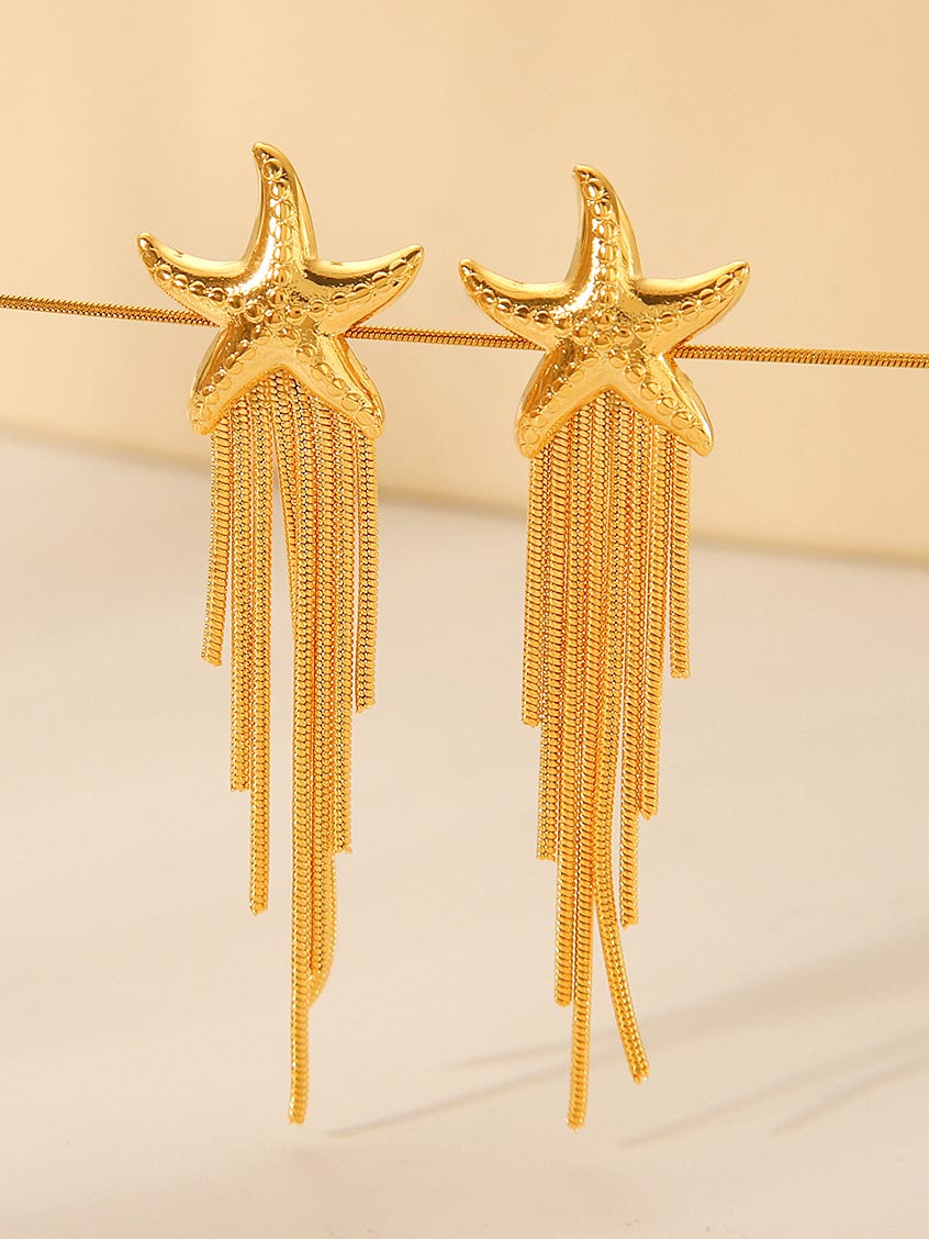 Elegant Starfish Tassel Earrings