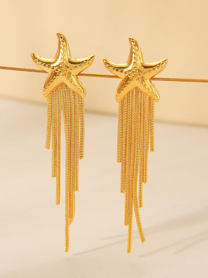 Elegant Starfish Tassel Earrings