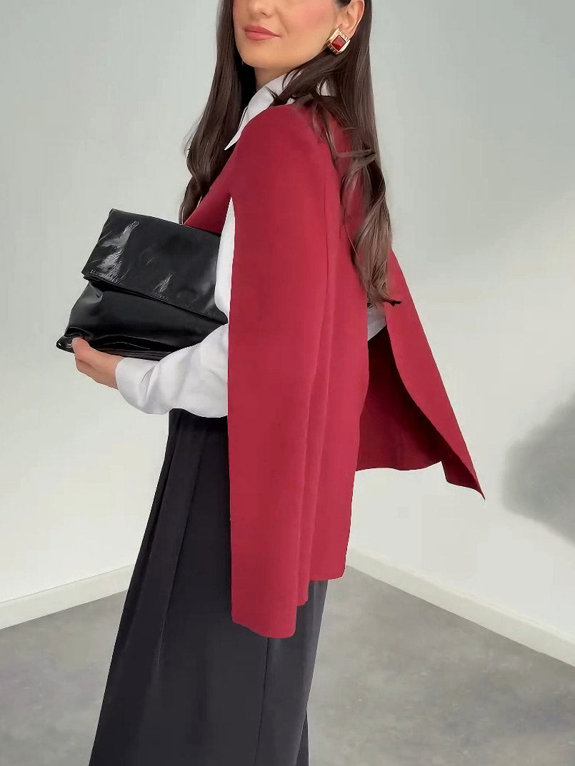 Casual Cape Knit Sweater & Wide-Leg Pants Three-Piece Set