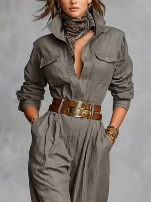 Casual Long-sleeved Jumpsuit