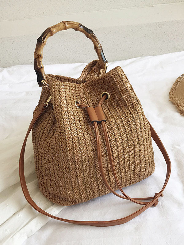 Summer Shoulder Messenger Bag Bamboo Bag Bucket Bag