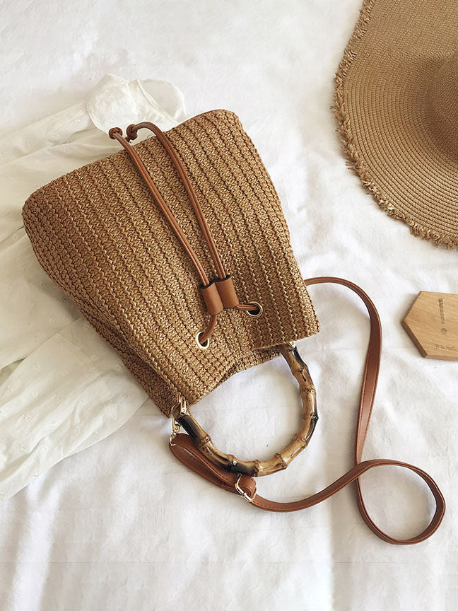 Summer Shoulder Messenger Bag Bamboo Bag Bucket Bag