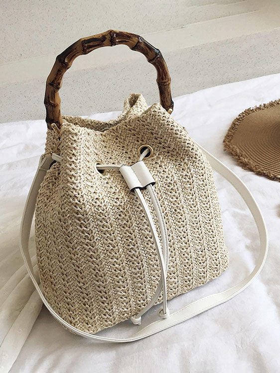 Summer Shoulder Messenger Bag Bamboo Bag Bucket Bag