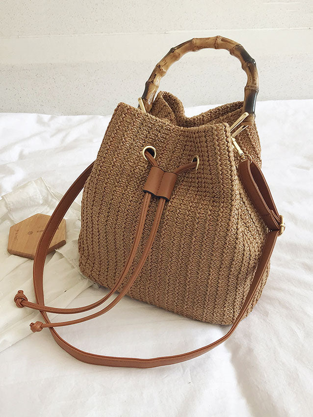 Summer Shoulder Messenger Bag Bamboo Bag Bucket Bag