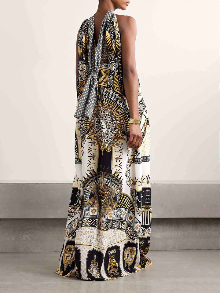 Unique Retro Gorgeous Pattern Print Maxi Dress