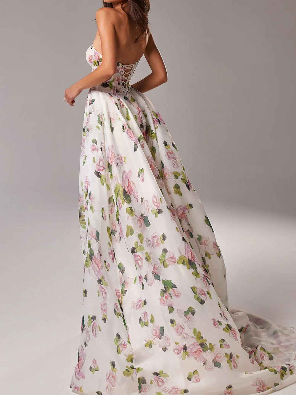 Floral Maxi Φόρεμα με γραβάτα