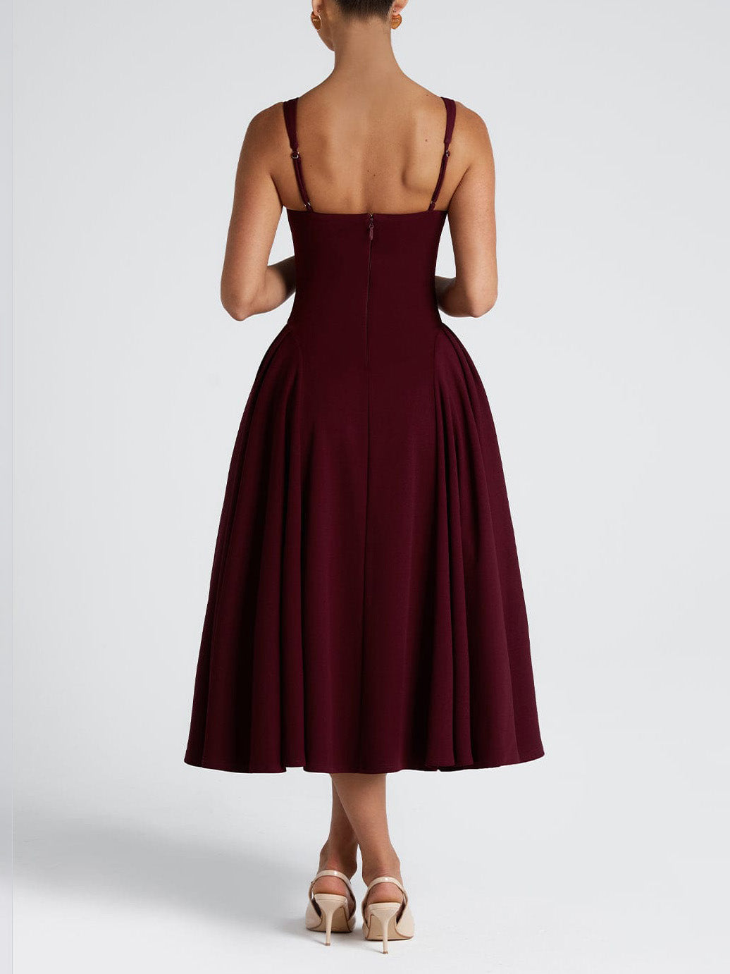 Elegant Retro Square Neck Slim Midi Dress