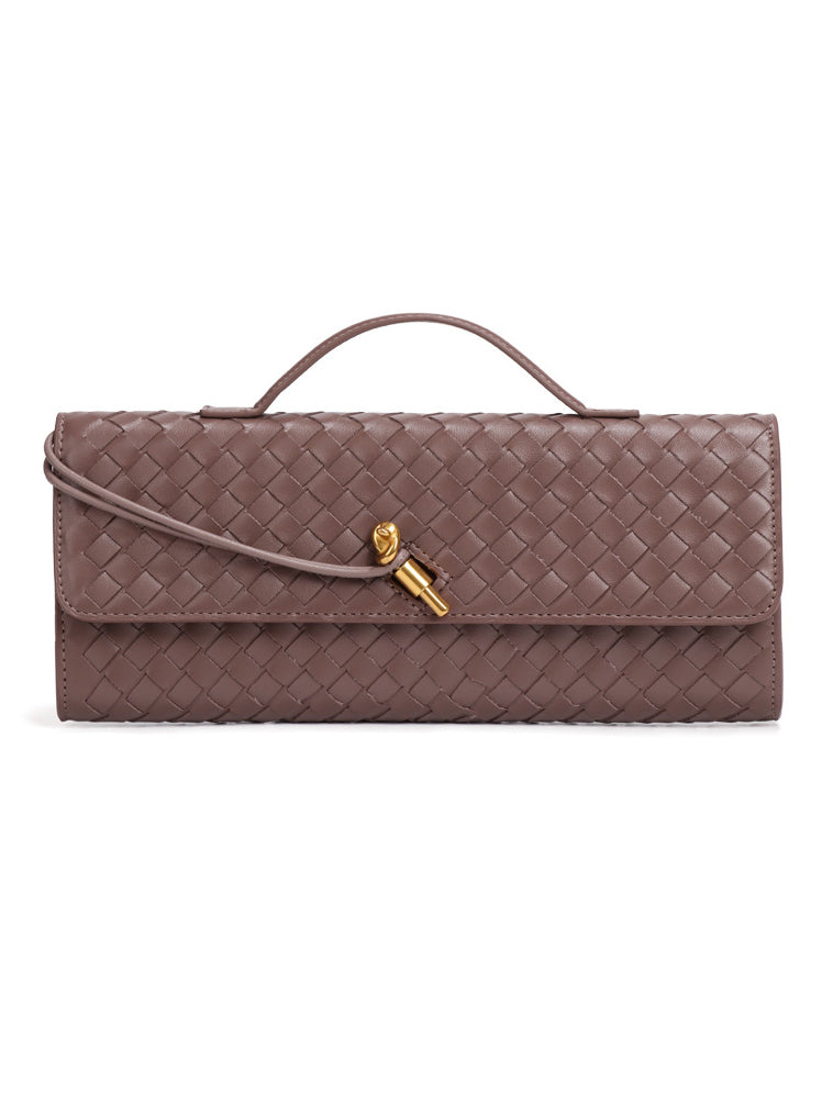 Two Way Woven Flap Clutch Shoulder Bag