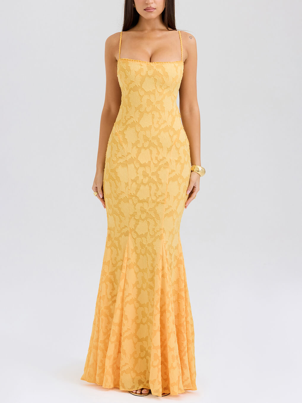 Elegant Jacquard Sexy Sling Fishtail Maxi Dress